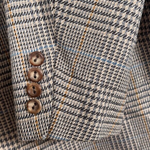 Oxxford Clothes Pure 100% Silk Checked Blazer Partially Lined Men's Size 42L - Picture 6 of 12